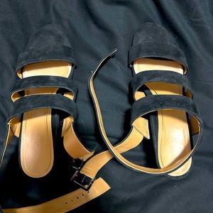 Vionic Women Perk Blaire Open Toe Heel Ladies Strappy Sandal Black Suede